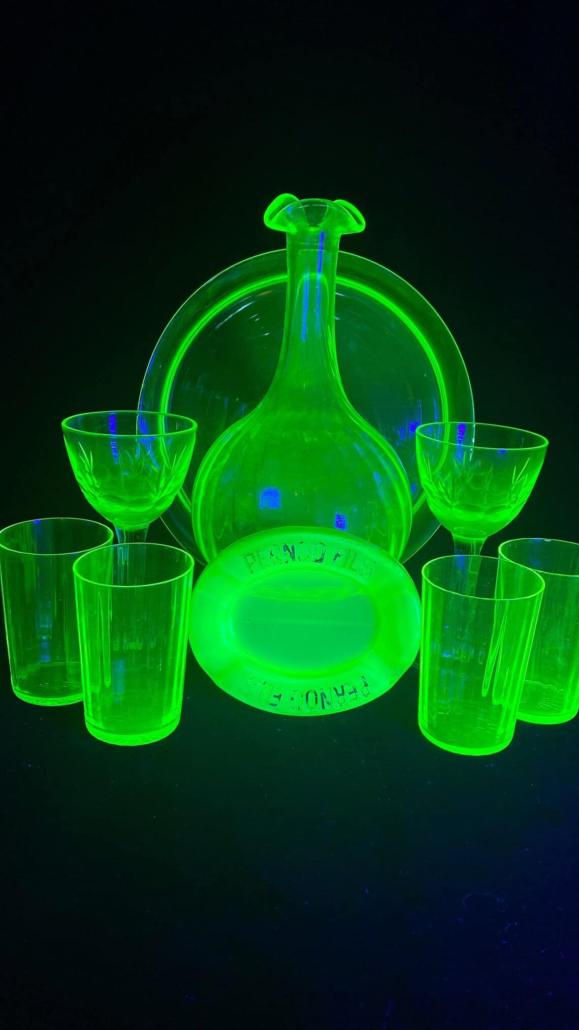 Authentic French Uranium Depression Glass Bistro Gift Set
