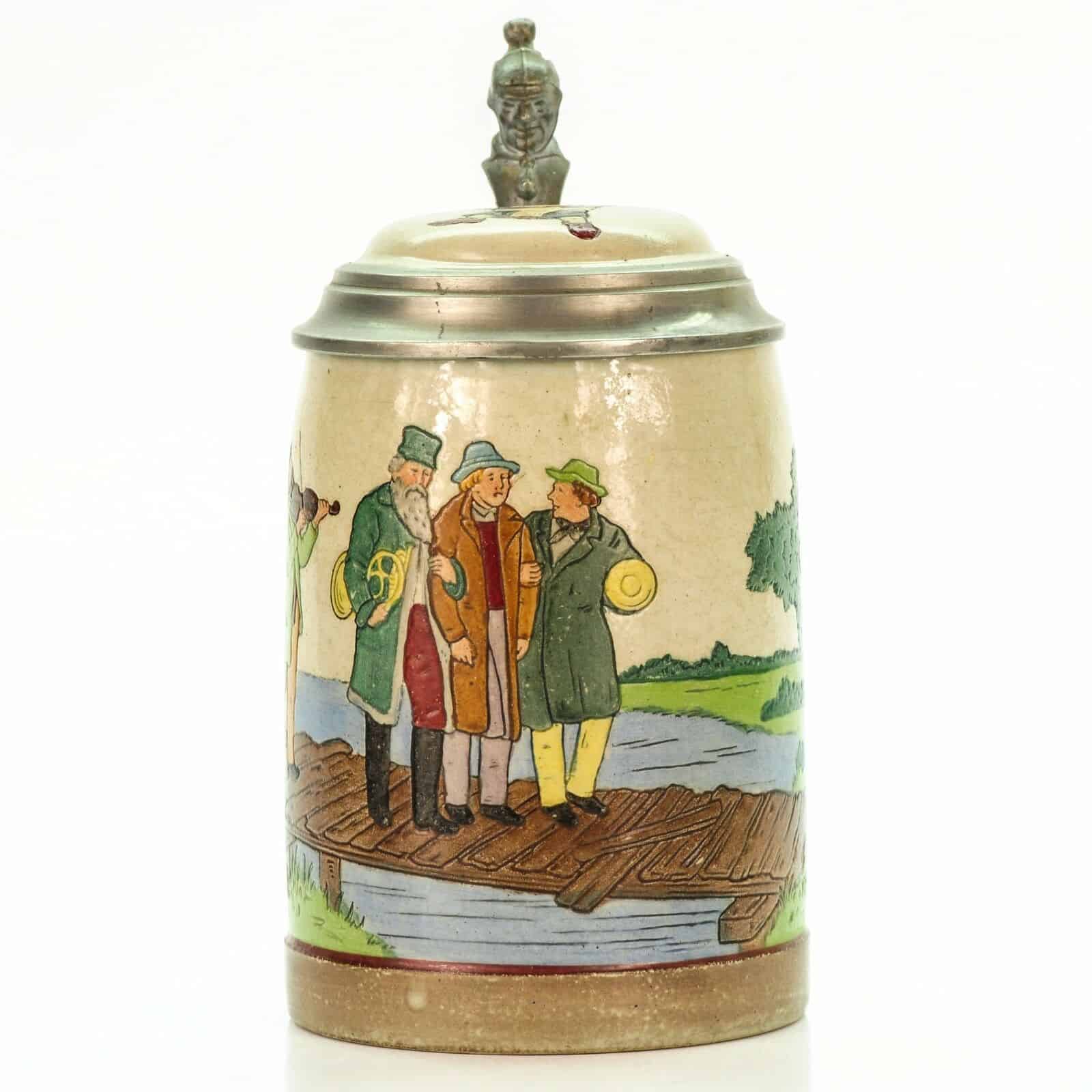 Marzi & Remy Antique Lidded German Etched Beer Stein
