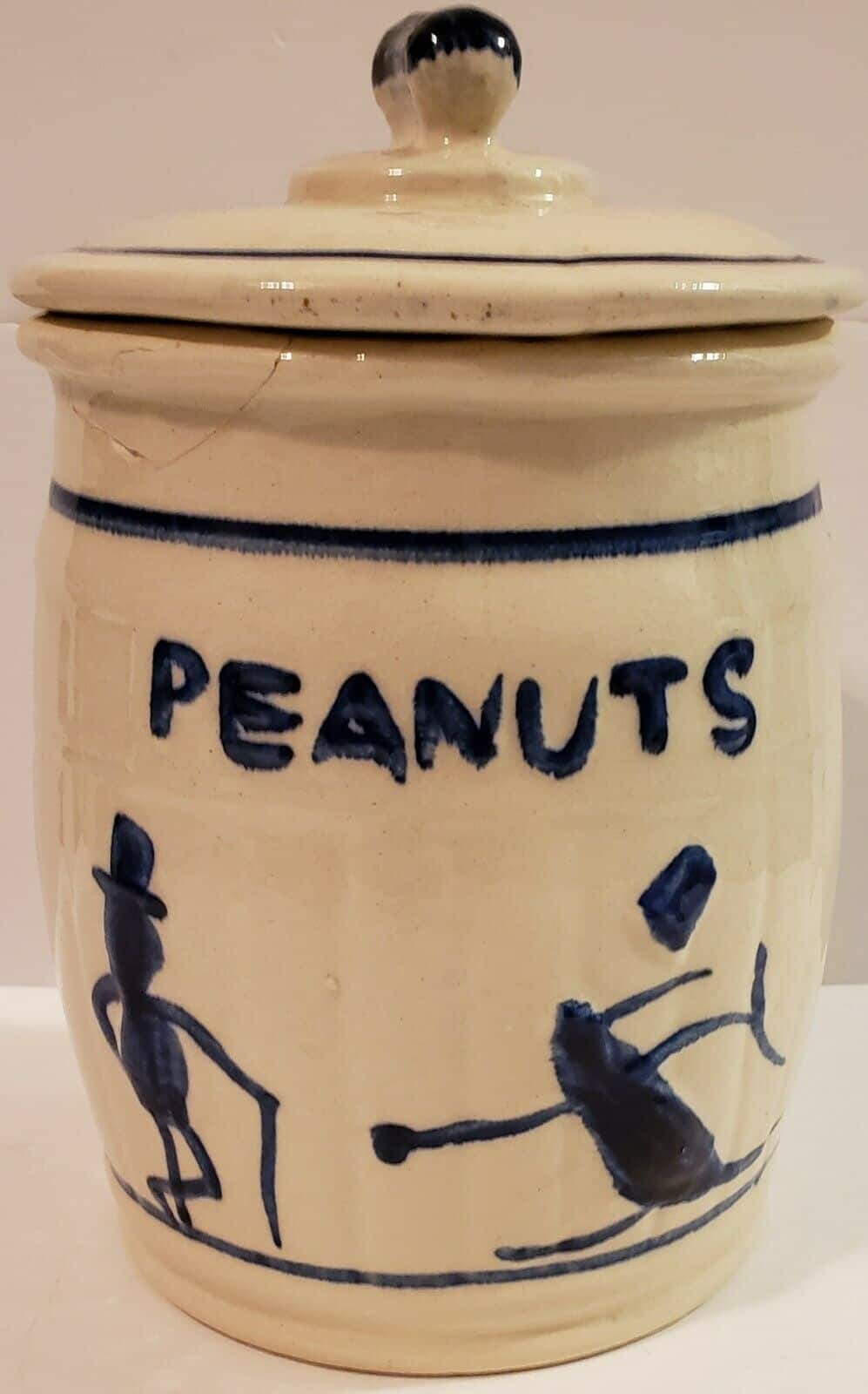 Pennant Planters Peanuts Ceramic Jar Antique Container