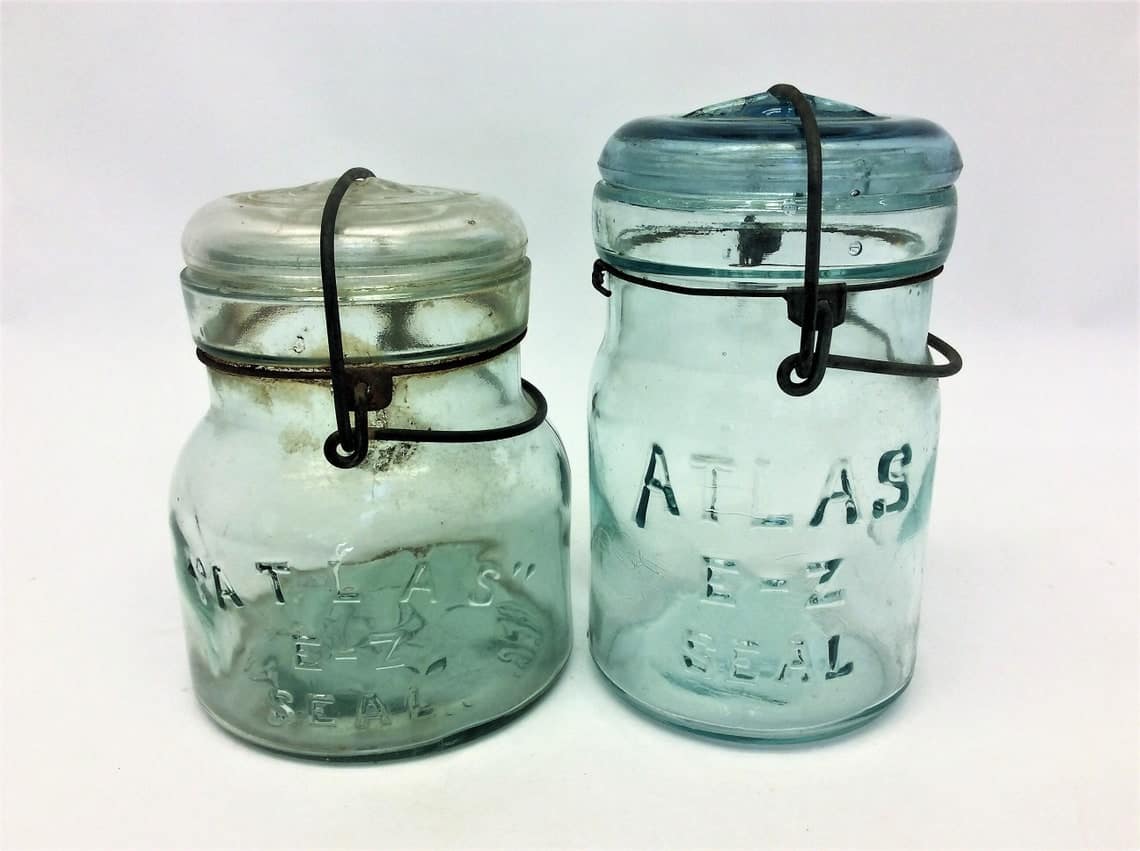Unmatched Pair Atlas E-Z Seal Blue Mason Jars