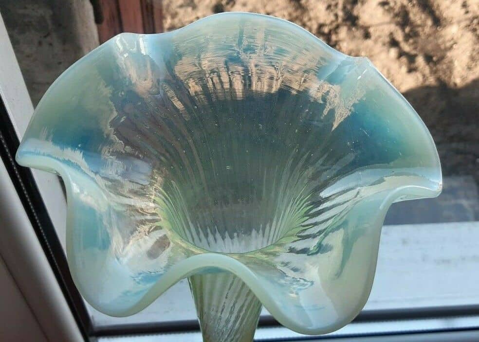 Uranium Depression Glass Art Nouveau Antique Vase