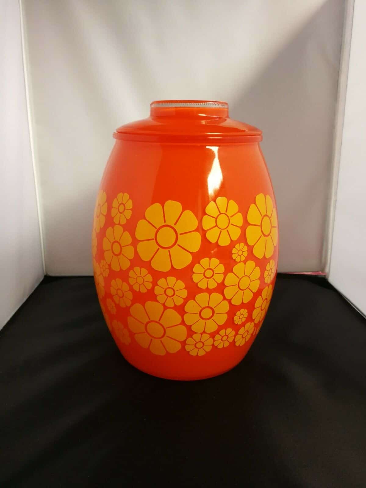 Vintage Bartlett Collins Cookie Jar Orange Flower Power