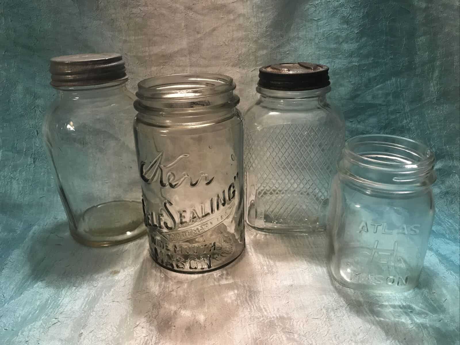 Vintage Mixed Lot Jars (1-Pint Atlas + 3-Quart Kerr)