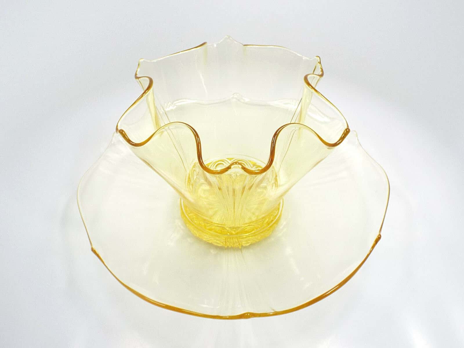 Vintage Topaz Yellow Depression Glass Bowl & Tray