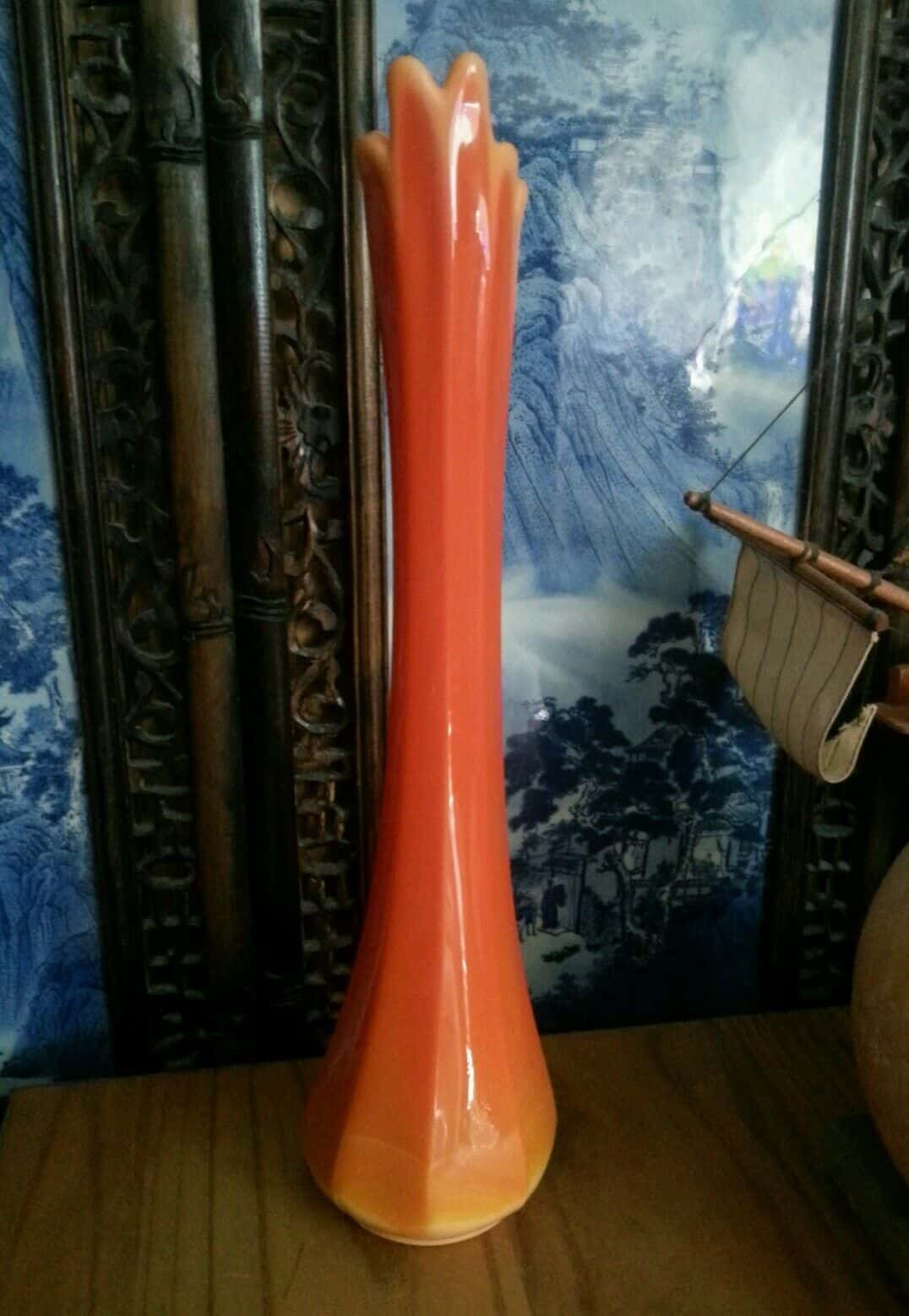 Vintage amber orange milk glass