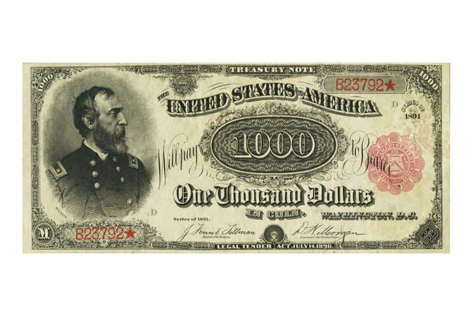 1891 $1,000 Red Seal Note