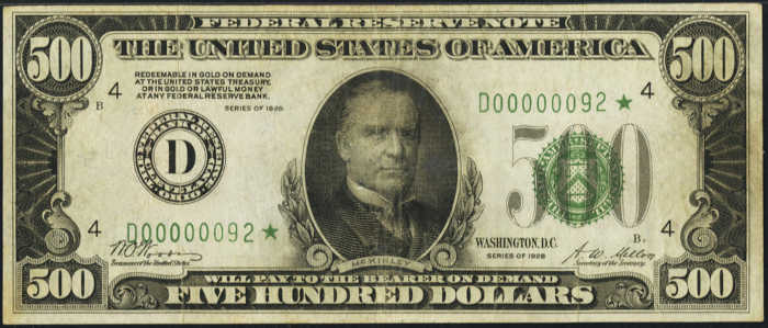1928 $500 Star Note