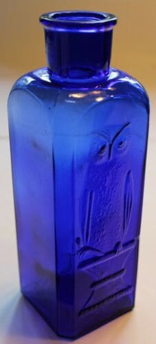 Giant Old Owl Drug Bottle W Grandpappy Owl Deep Cobalt Blue Bottle