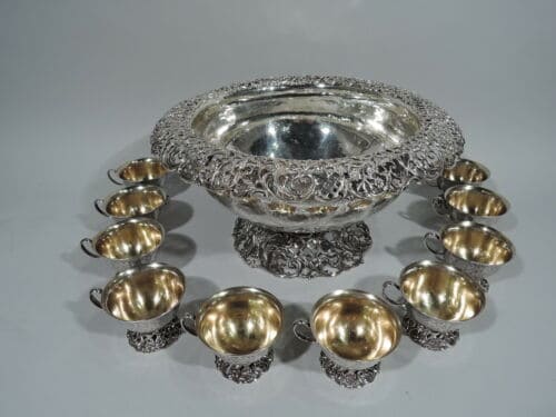 JE Caldwell Punch Bowl & Cups Antique American Sterling Silver