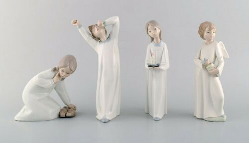 Lladro and Nao, Spain, Four Porcelain Figurines of Children