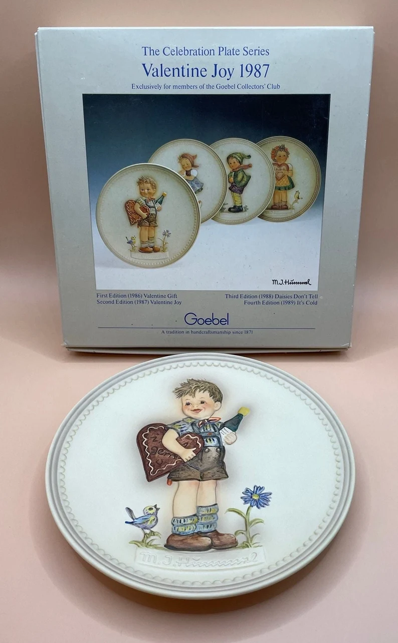 Vintage Hummel Valentine Joy Porcelain Collector Plate Original Box