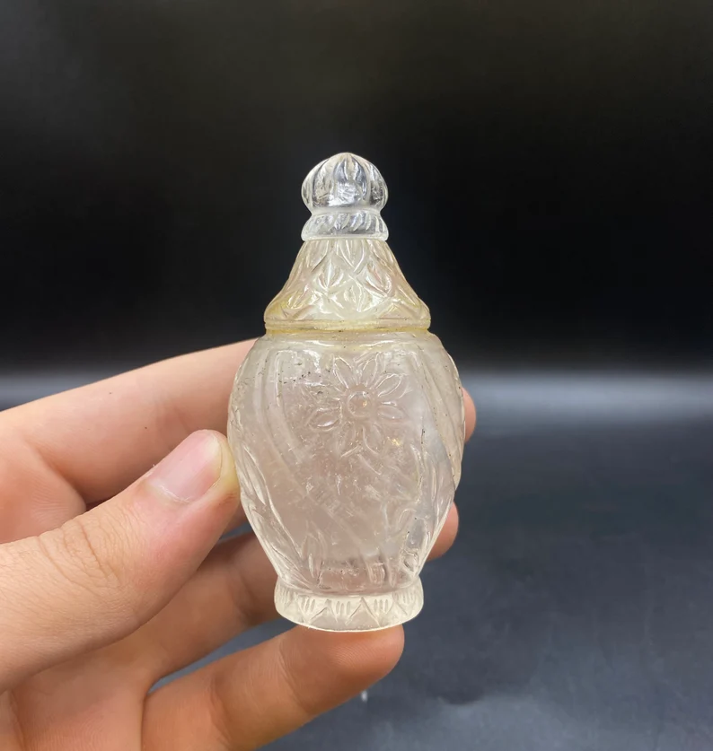 Antique Rock Crystal Roman Perfume Bottle From Afghanistan Intaglio