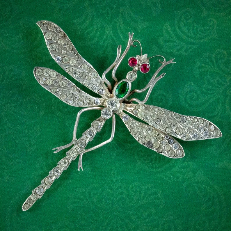 Antique Victorian Paste Dragonfly Brooch