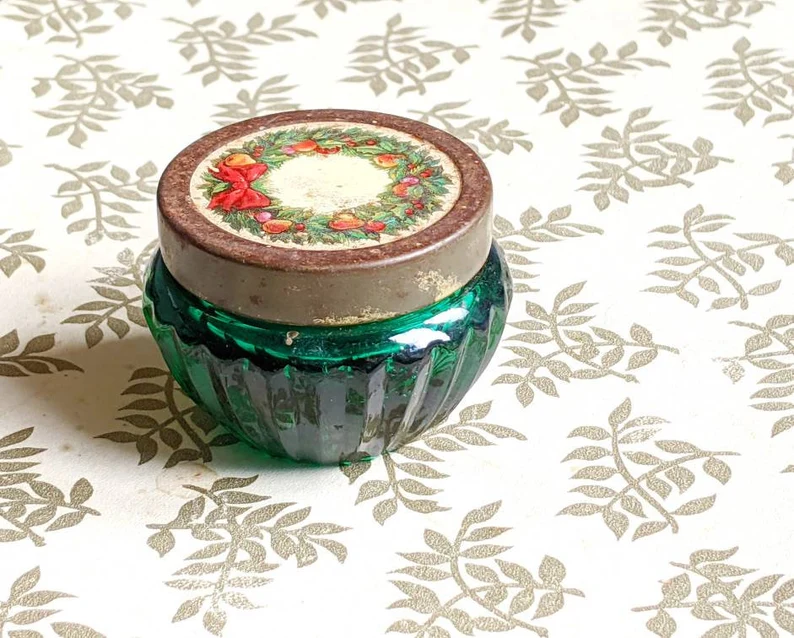 Avon Bottle, Rare, Avon Christmas Wreath Jar, Cold Cream Pot