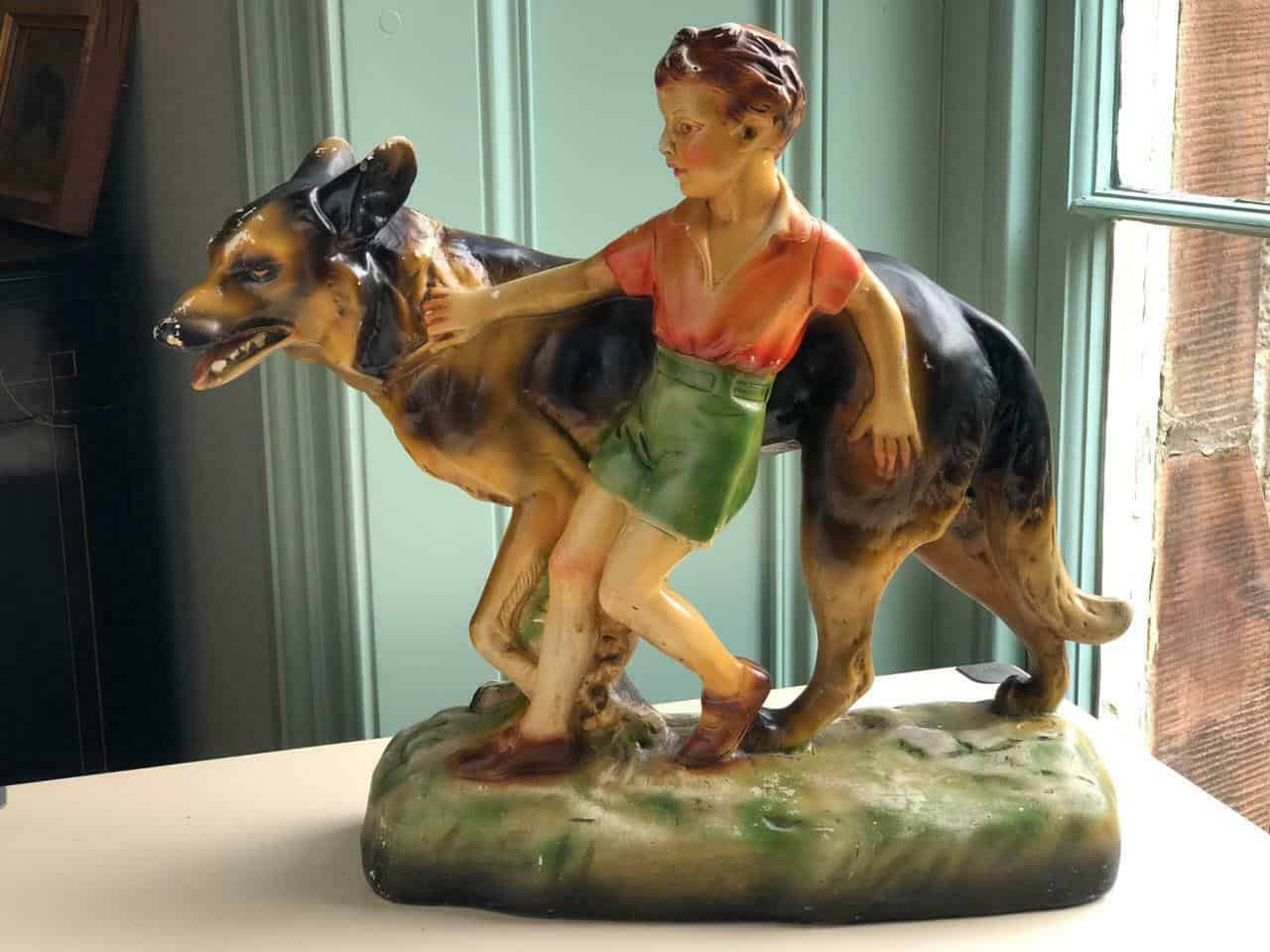 Boy with Dog Figurine