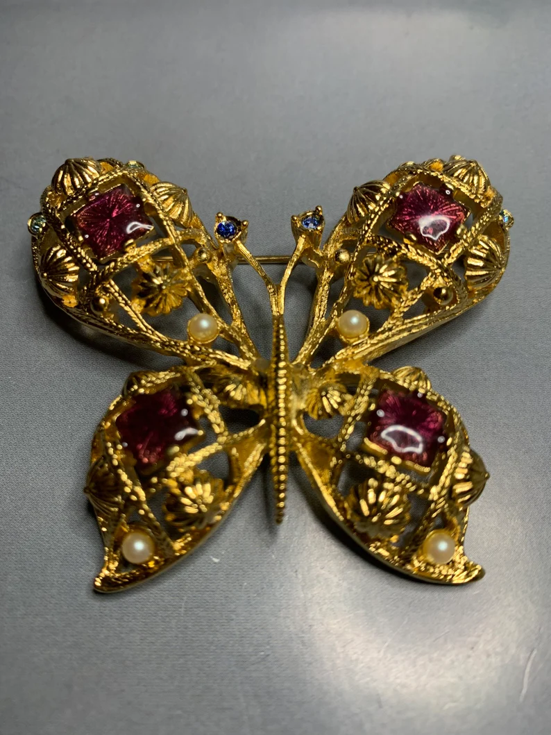 Butterfly Big Signed Brooch