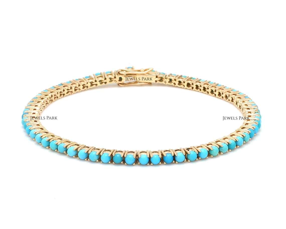 Genuine Turquoise Tennis Bracelet Gold Natural 2.50mm Arizona