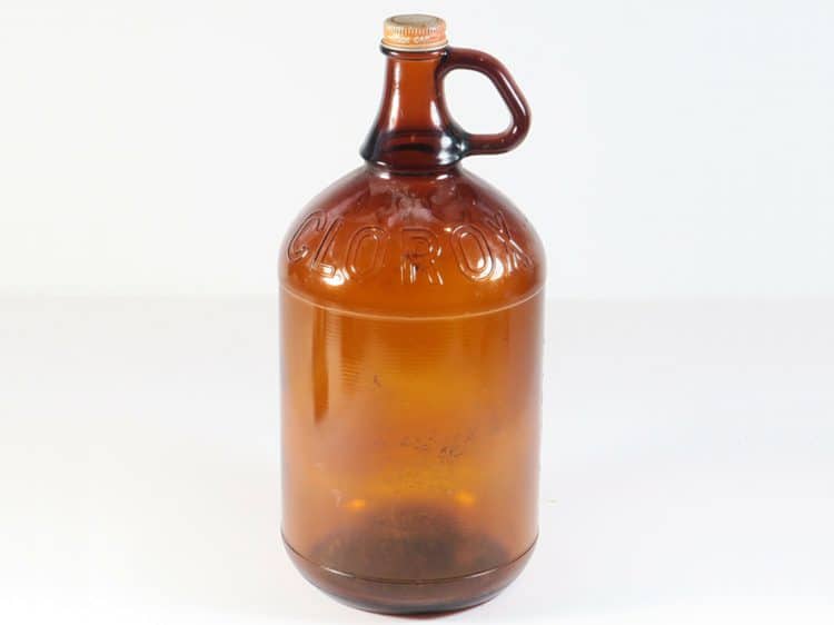 Grained Pint Clorox Amber Bottle