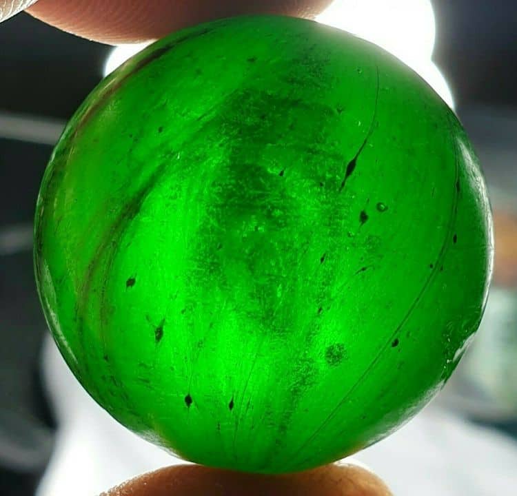 Green glass marble