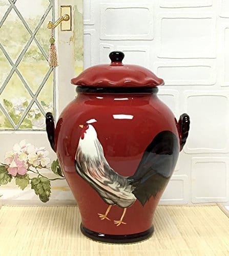 Hand-painted Tuscany roamer rooster cookie jar
