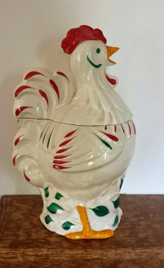 Hand-painted rooster cookie jar