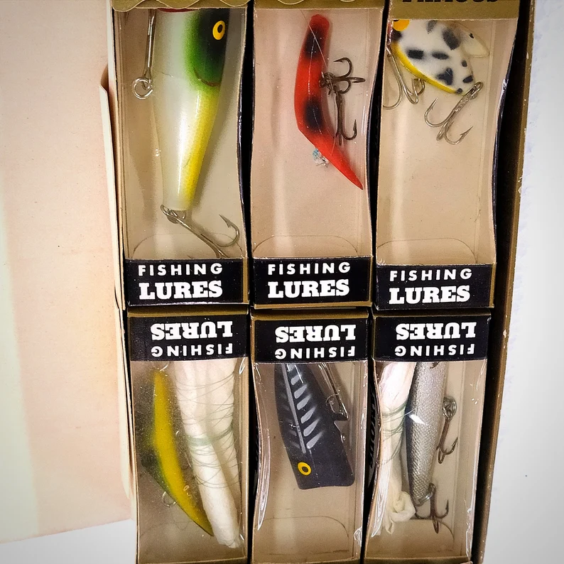 Handcrafted Vintage Fishing Lures Box of 12 Vintage Fishing Lures