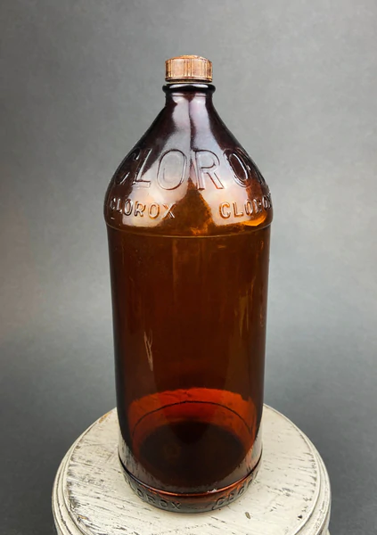 Large Collectible Vintage Amber Clorox Bottle with Cap