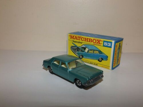 Matchbox Trans. SF No.53-A Ford Zodiac Rare Light Blue Body MIB
