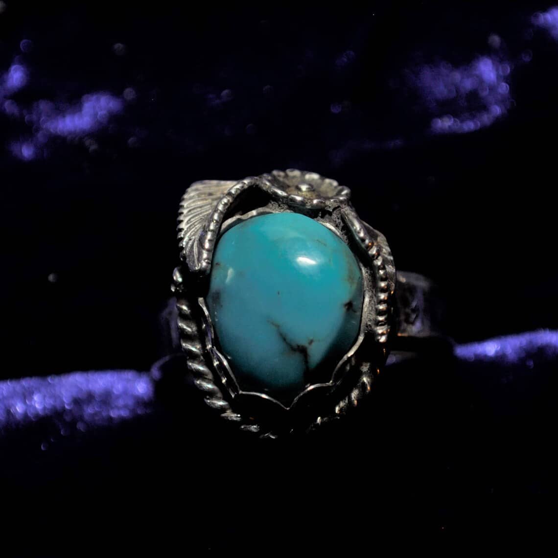 Morenci Turquoise .925 Sterling Ring with Dark Blue Turquoise