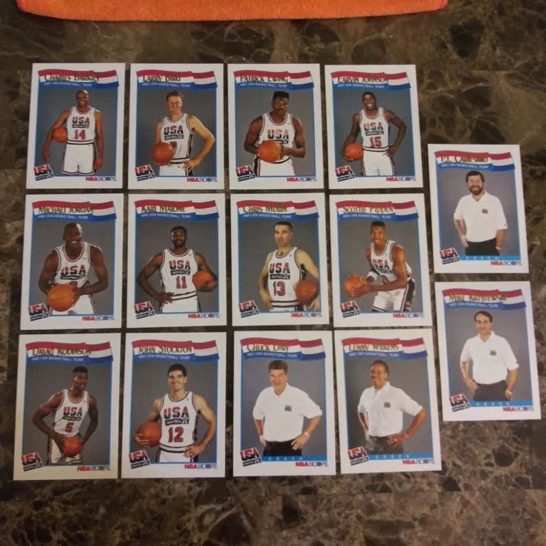 Rare 1992 USA Olympic Team Complete Set 10 Players 4 Coaches Hoops