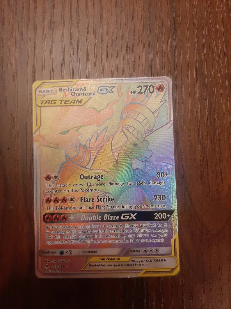 Reshiram & Charizard Rainbow Rare Pokemon Card
