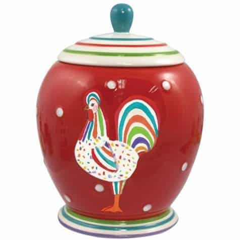 Speckled spectrum rooster cookie jar