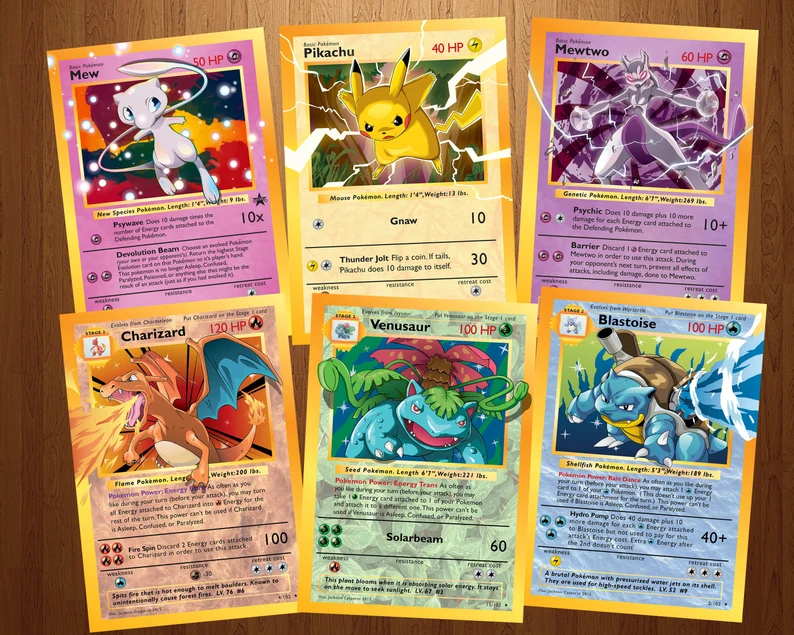 Starters + Mew and Mewtwo Art Print Bundle