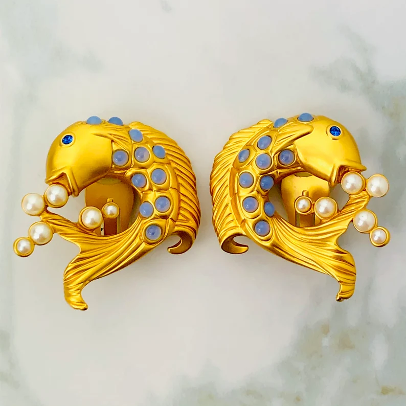 Vintage Avon Koi Fish Earrings