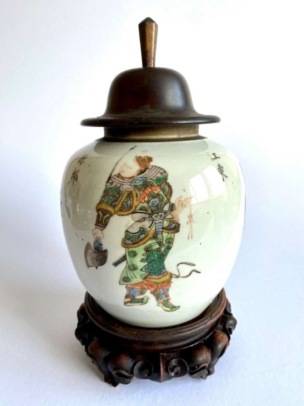 18thCentury hand-painted Warrior Ginger Jar