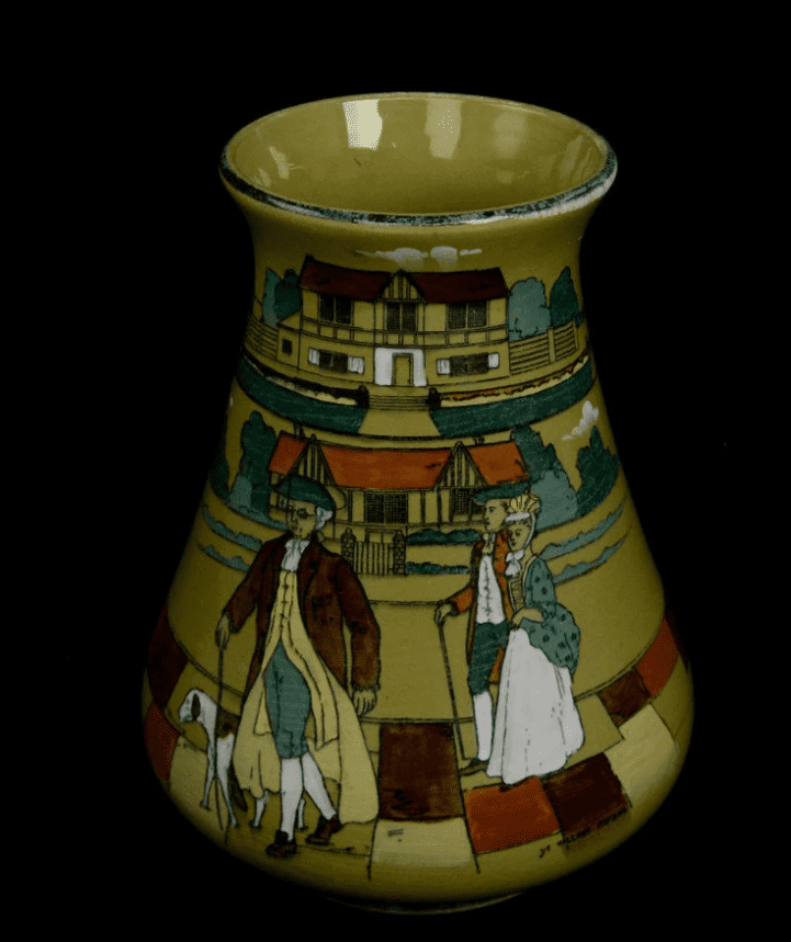 1909 Buffalo china Deldare ware vase
