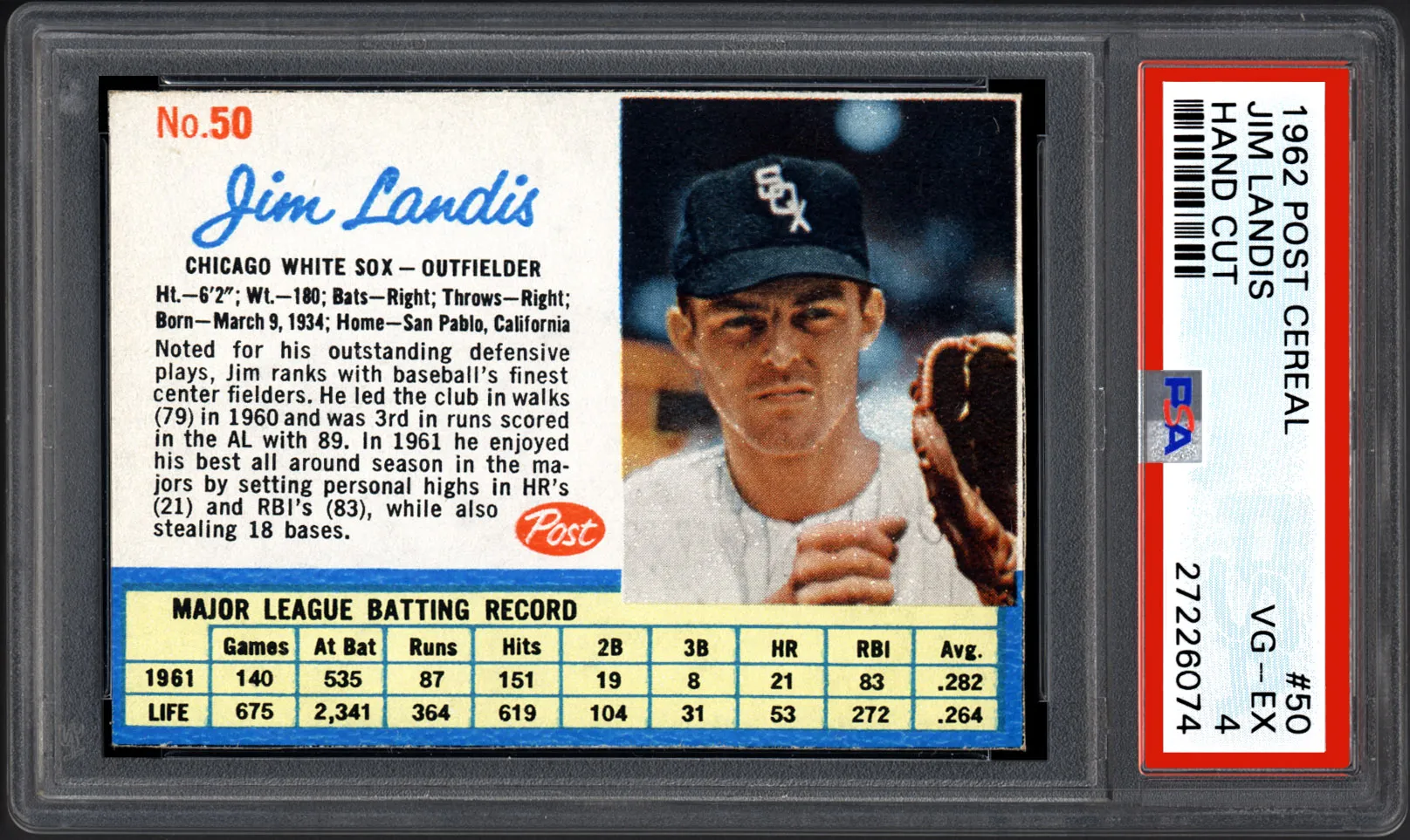 1962 - Jim Landis #50 - $1,092 - PSA 9