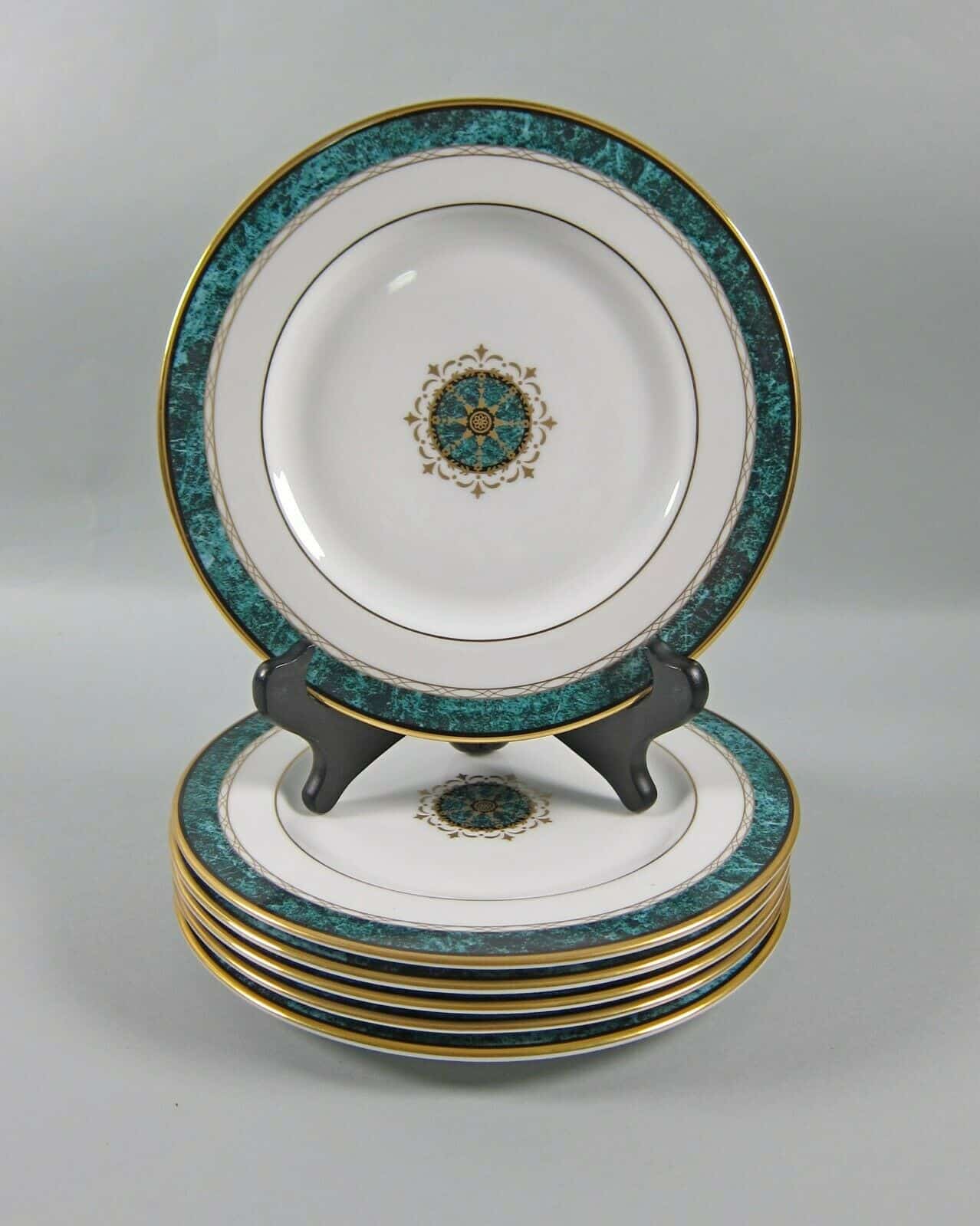 6 Lenox China MONUMENT GREEN Accent Plates