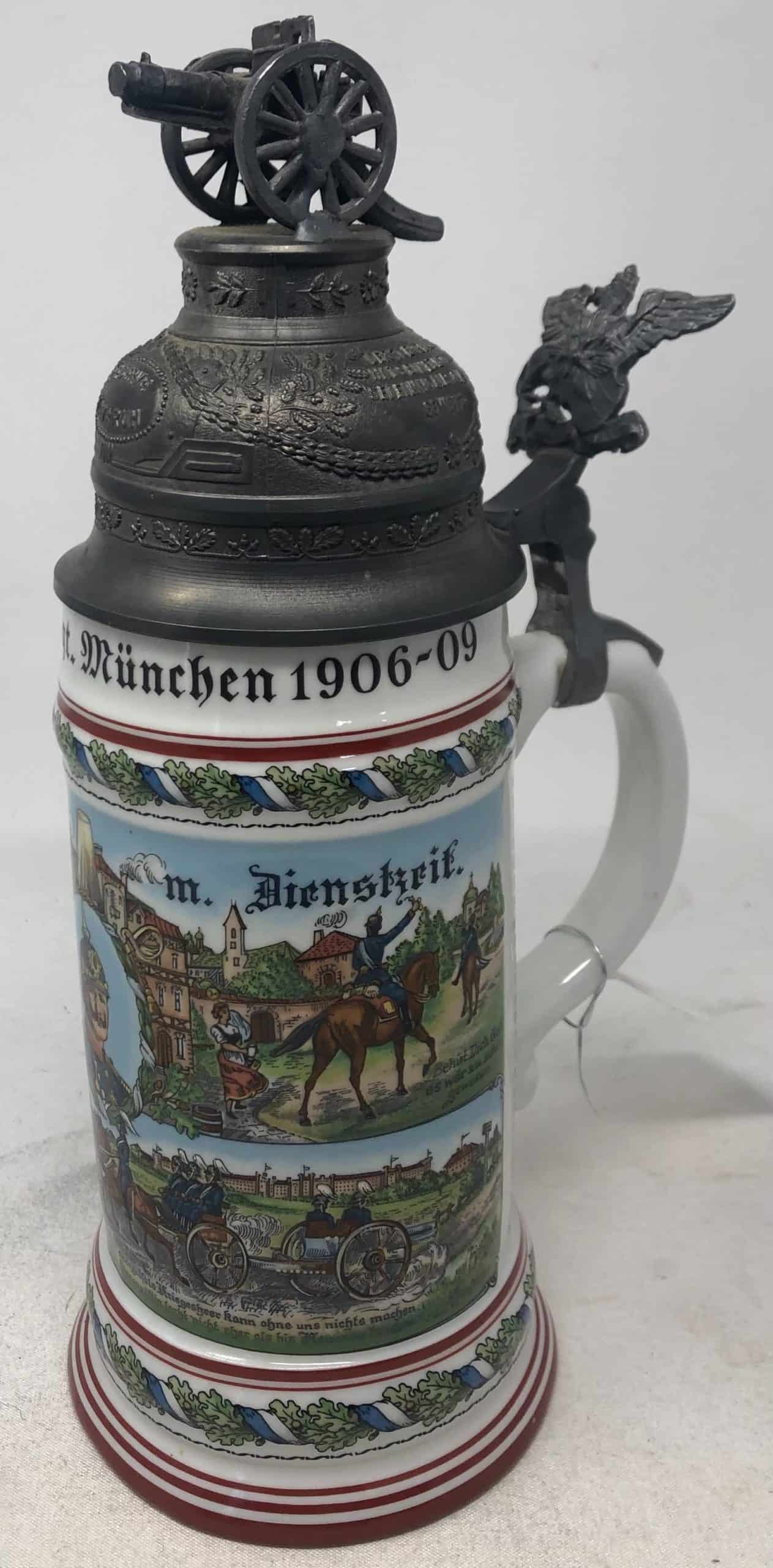 Antique German Military Stein Handpainted