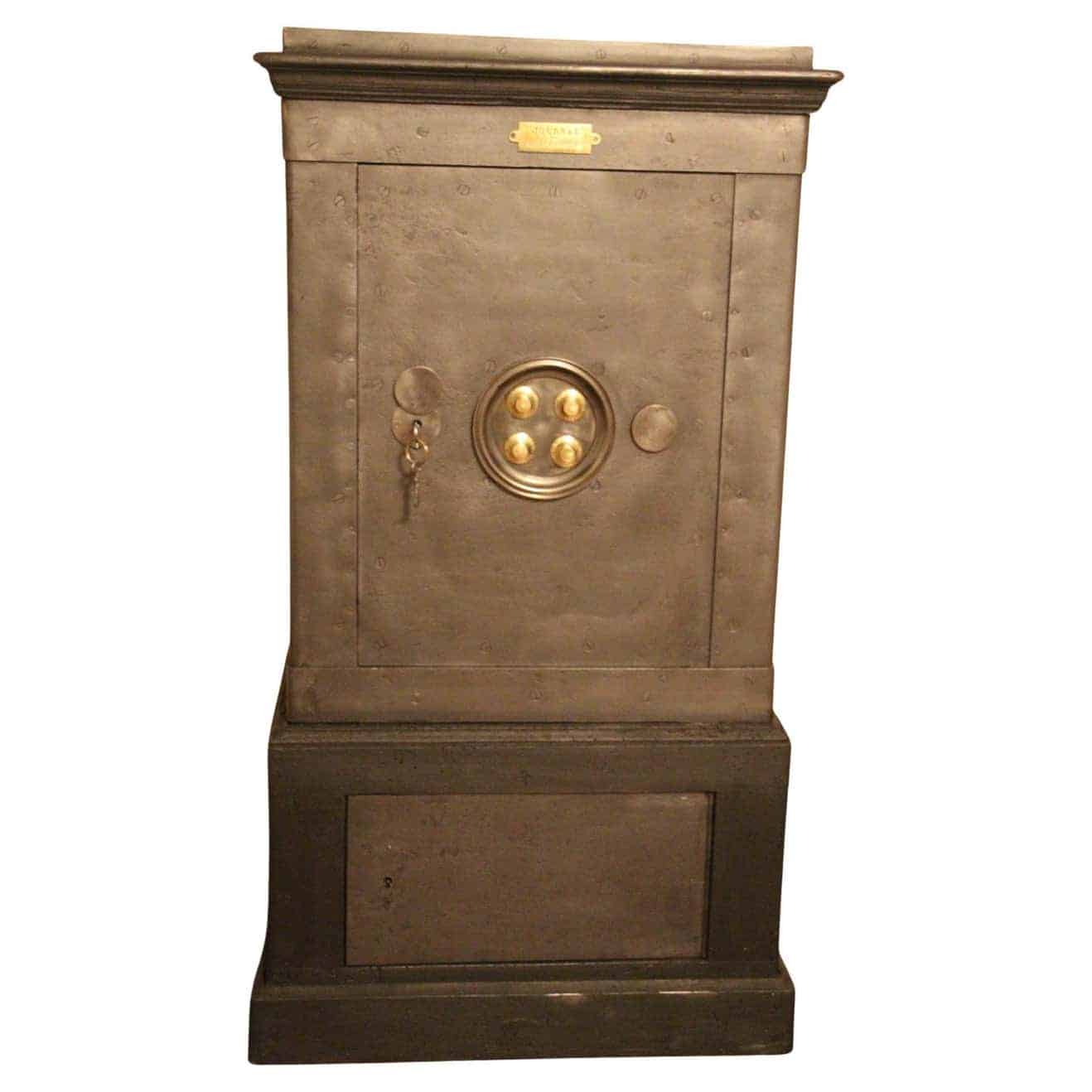 Black iron, steel, and wood safe