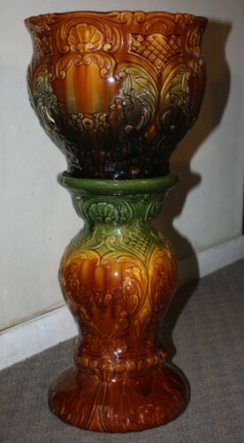 Blended Glaze Jardiniere and Pedestal, Blended Glaze