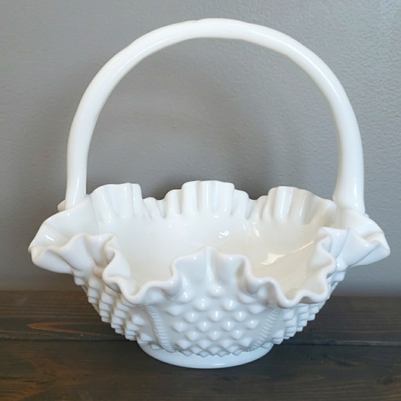Fenton milk glass basket
