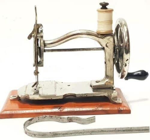 French miniature chrome sewing machine