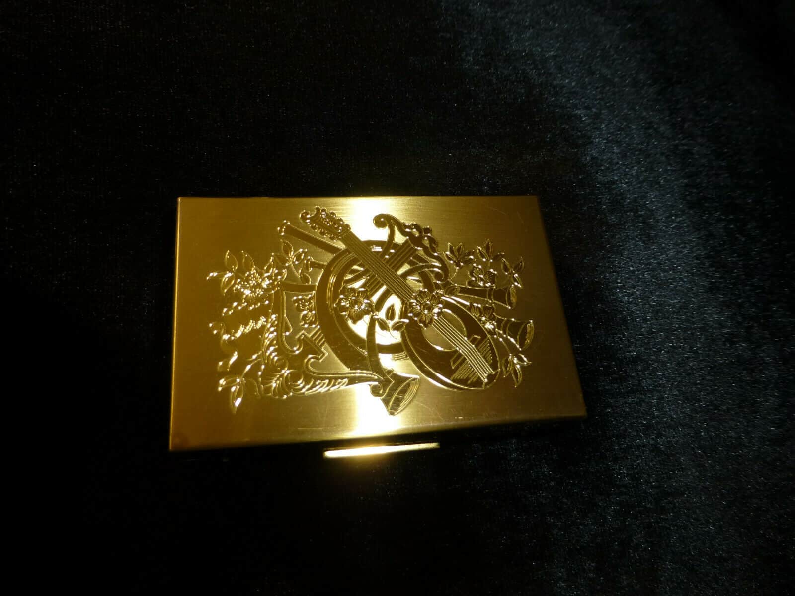 Gold Plated Powder Compact With a Miniature Music Box