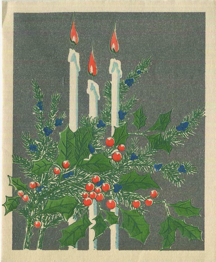 Hand-Colored Silkscreen Candles Card