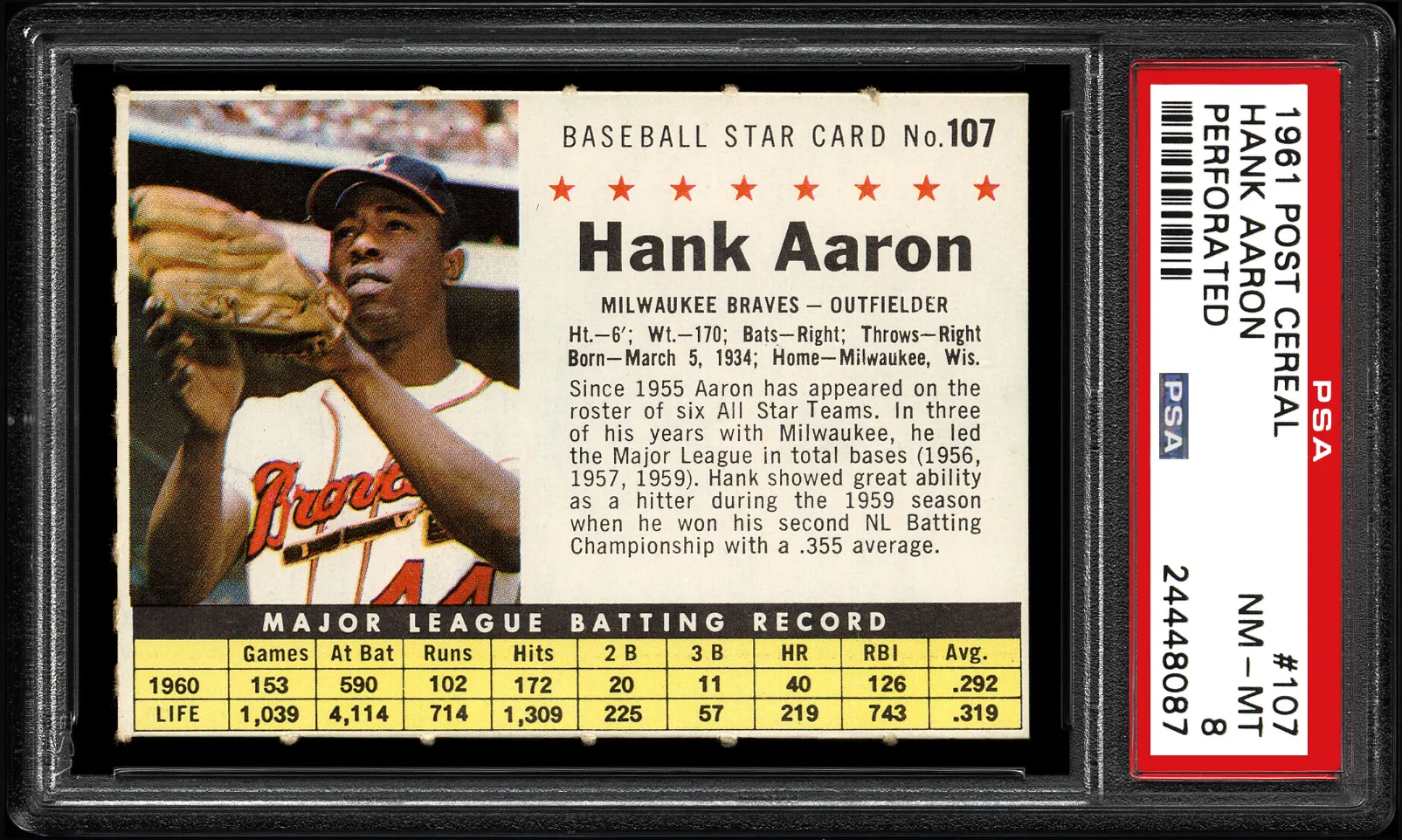 Hank Aaron #107 - $855 PSA 9