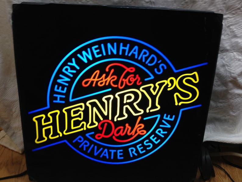 Henry's Dark beer neon sign