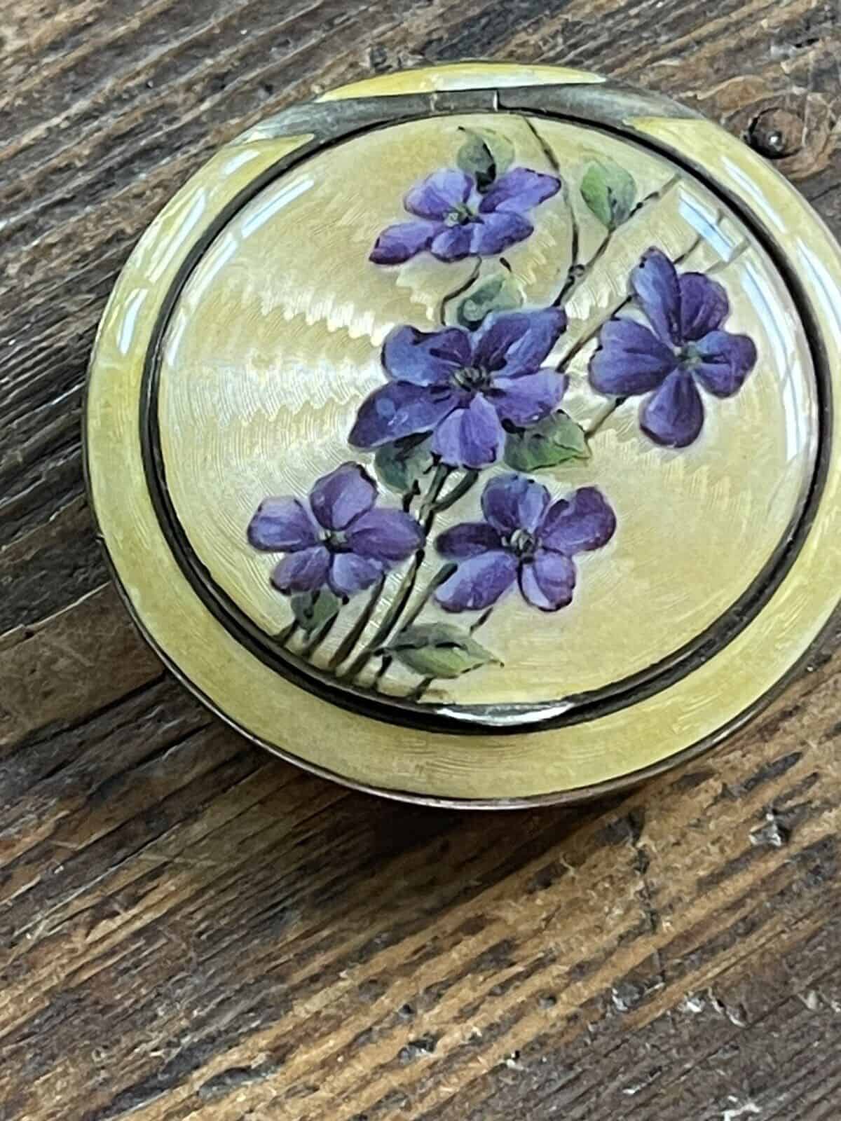 Sterling Silver And Enamel Powder Compact Norwegian Style