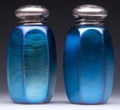 A set of Steuben Glass Works blue aurene