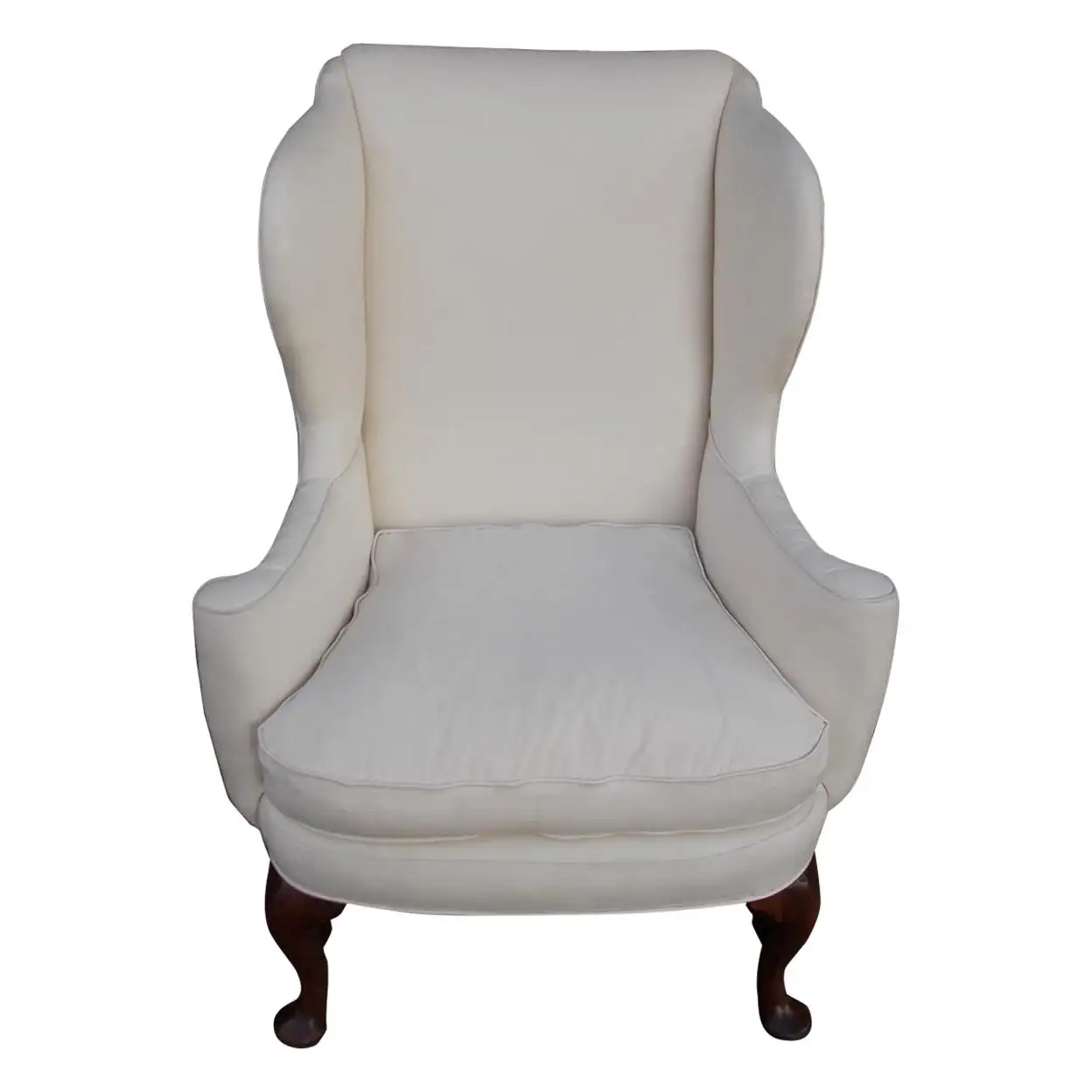 American Queen Anne Walnut Upholstered Wing Back Chair - Circa. 1740